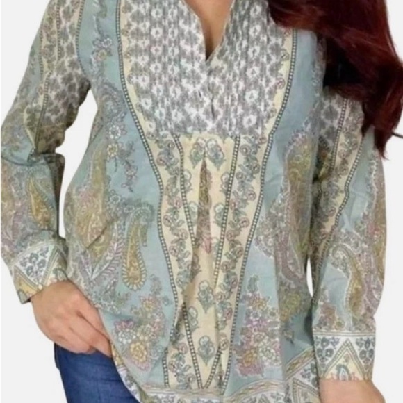 Soft Surroundings Tops - Tabitha-Soft Surroundings blue tunic with paisley design
